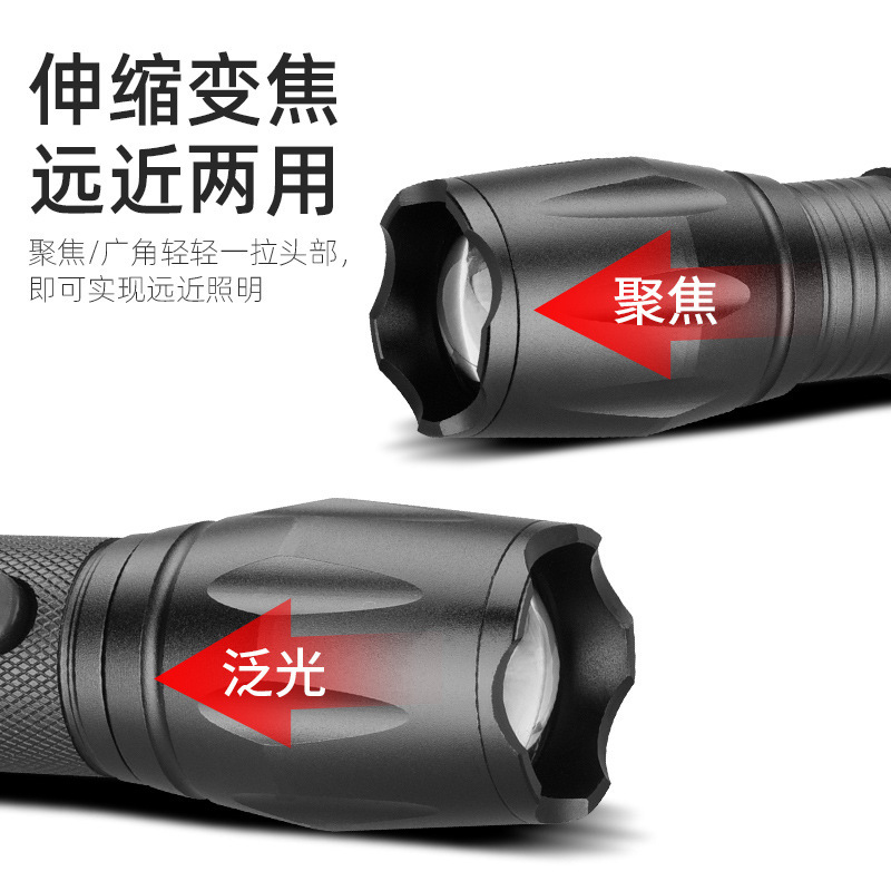 Linterna de luz brillante transfronteriza especial al aire libre carga portátil de larga duración seis arcos anti-lobo linterna láser encendido