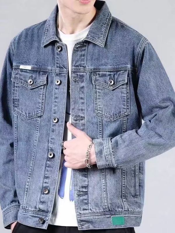 2023 otoño nuevo chaqueta de vaqueros hombre moda guapo chaqueta de trabajo primavera y otoño casual jeans simple