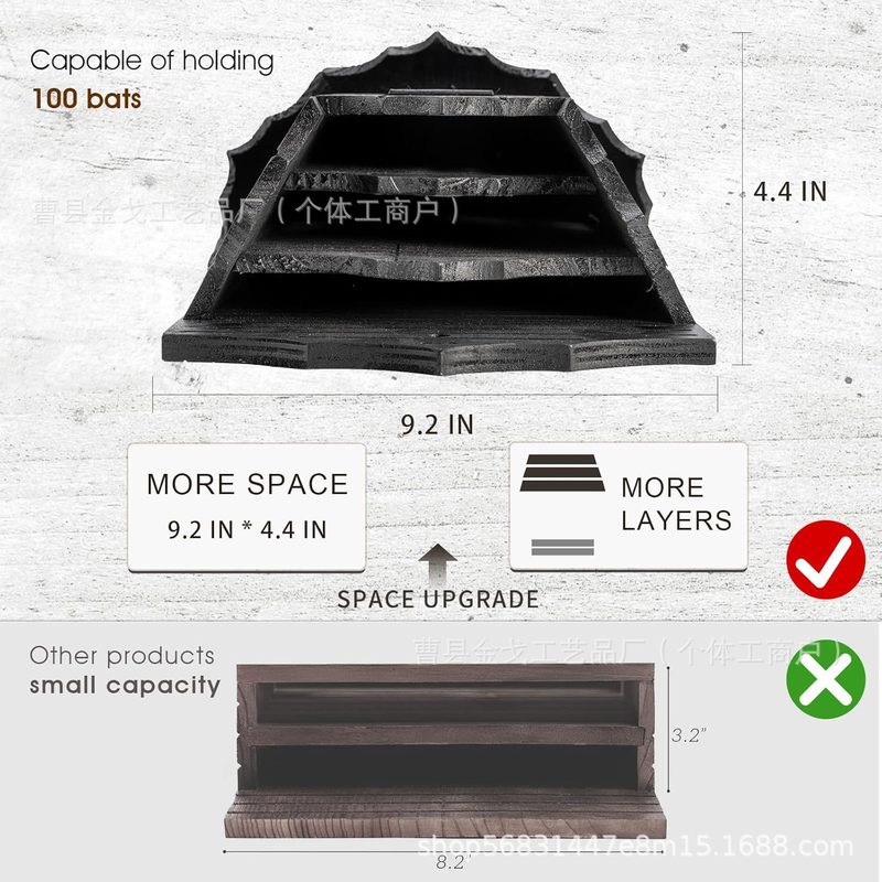 クロスボーダー屋外壁掛け木製コウモリハウス吊り下げ式木製コウモリ巣城型木製コウモリハウス|undefined