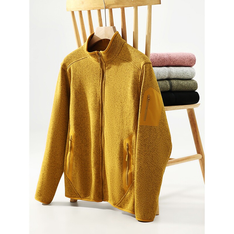 Birds. Home fleece clothing autumn and winter outdoor stand collar cardigan zipper sweater casual sports knitted men's plus fleece coat