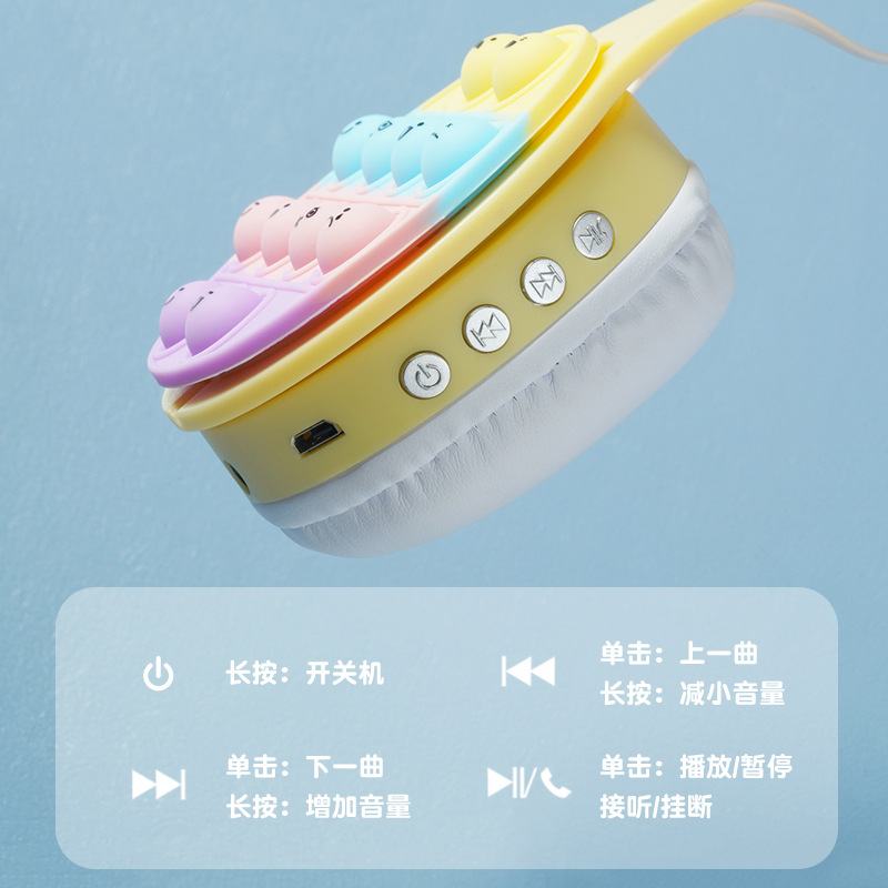 Tarjeta luminosa de la descompresión de la burbuja del arco iris Auriculares Bluetooth auriculares plegables teléfono móvil universal auriculares inalámbricos con micrófono