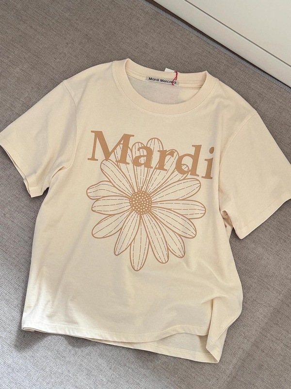 韓国マルディトレンディな半袖フラワープリントゴールドハイシルバー夏ラウンドネック純綿ルーズTシャツトップトレンディ|undefined