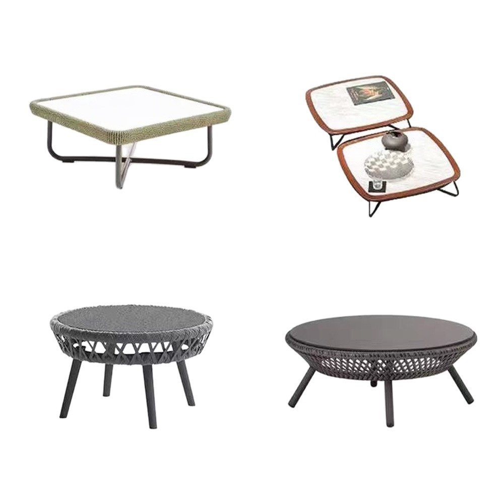 Al Aire Libre de aleación de aluminio mesa de café balcón diseñador Hotel terraza patio jardín descanso ratán tejido interior y al aire libre mesa de café