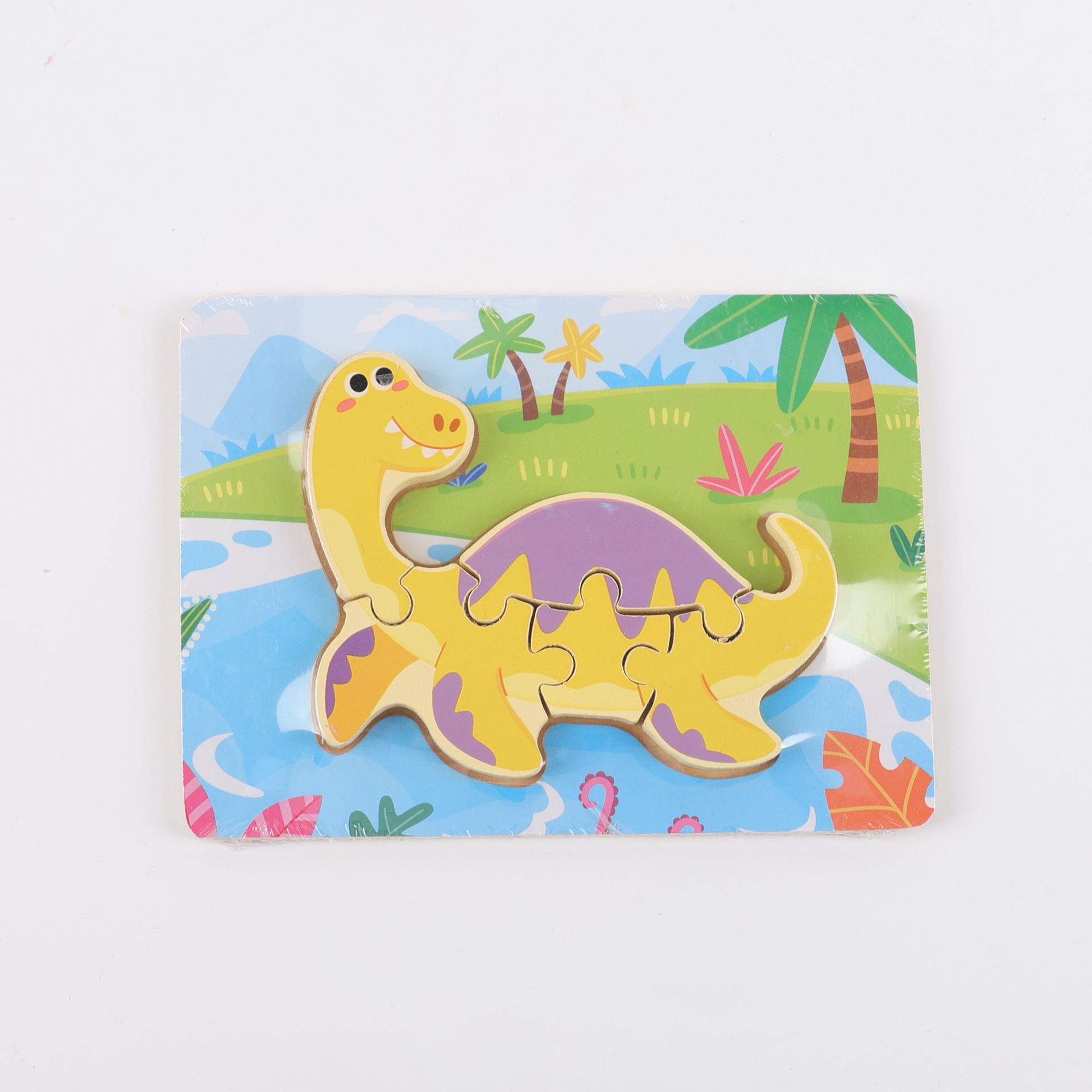 Puzzle de madera plano pequeño puzzle infantil juguetes de dibujos animados animales de tráfico cognitivo bloque al por mayor