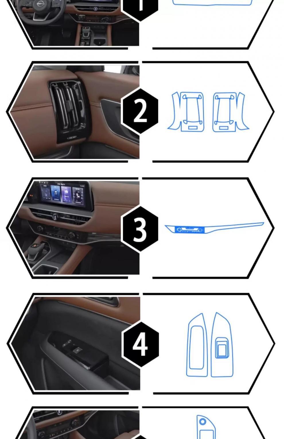 Suitable for Nissan Land Rover Interior Protective Film Navigation Central Control Gear Screen Car Film Center Column Headlight Film-Tpu