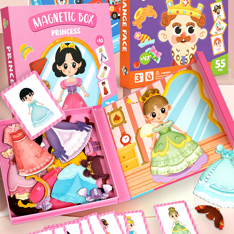 Cross-Border Temu Magnetic Dress-Up Stickers DIY Character Face-Changing Toys 3-6 Years Old Early Education Magnetic Puzzle Game Set