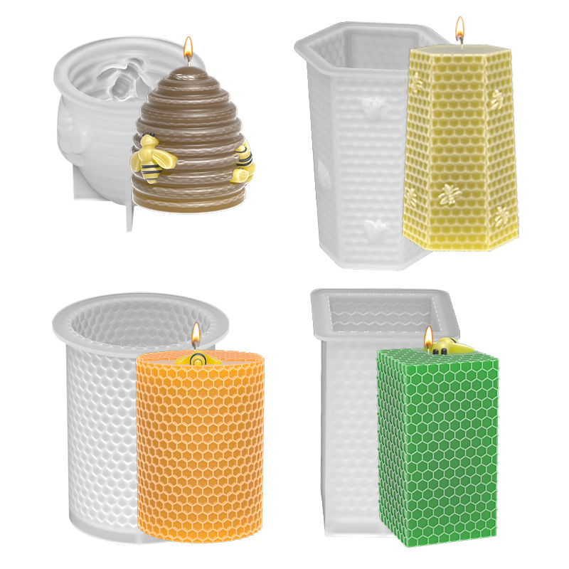 Jiaxian DIY cristal epoxi resina molde múltiple abeja panal vela molde de silicona yeso