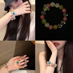 女性用ホワイトアゼロライトクリスタルブレスレット、アクアマリンブレスレット、グリーンクリスタルエネルギー、新しい多用途アクセサリー
