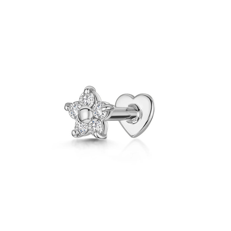 Europa y América Venta caliente s925 plata esterlina ins estilo simple diamante-incrustado personalidad cartílago piercing amor hilo piercing oído hueso uñas