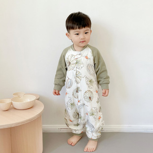 New Baby Leg Kick-proof Children's Pajamas Four Seasons Universal Six-layer Bamboo Cotton Gauze Baby Sleeping Bag Spring and Autumn