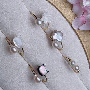 Zhuji ins wind pearl ring female rose fritillary niche index finger ring high-grade tail ring wholesale