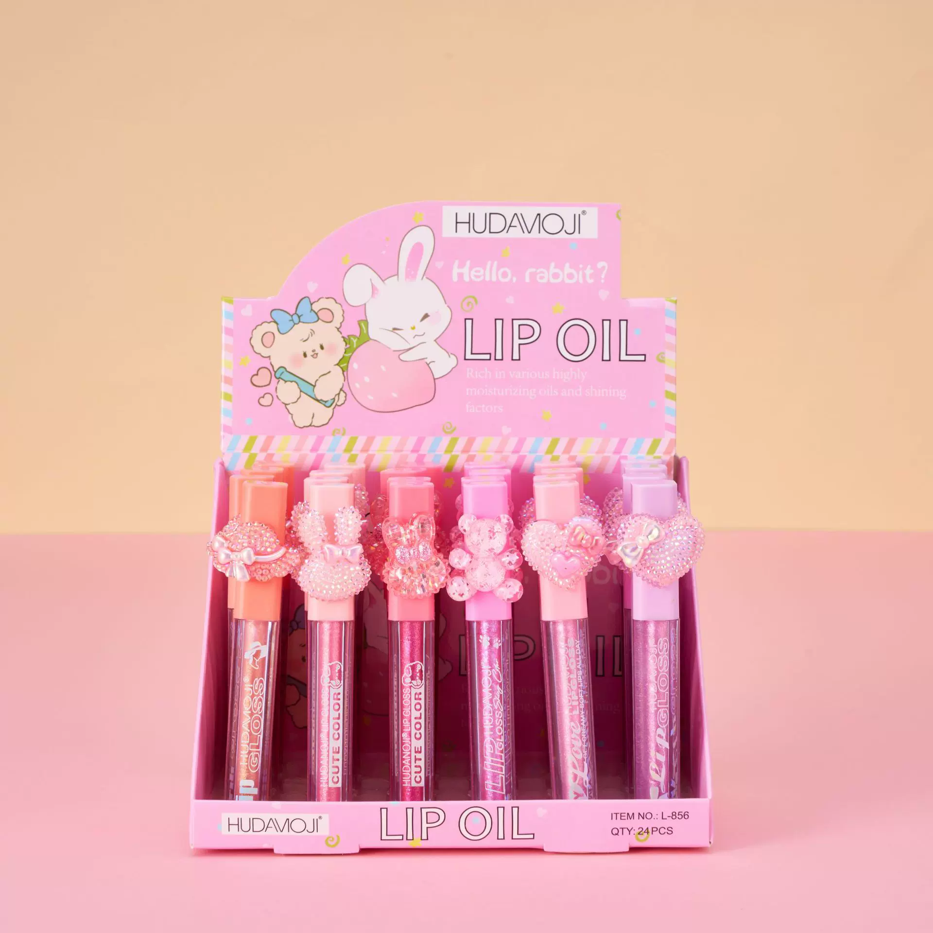 跨境彩妆HUDAMOJI六色珠光细闪自然持久保湿滋润唇彩外贸现货批发