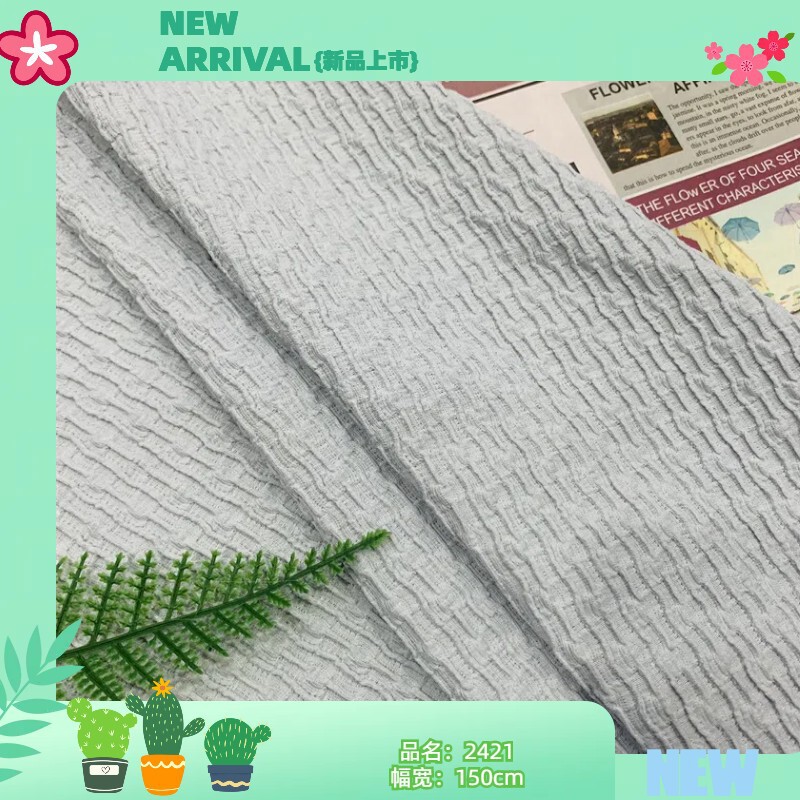 Stretch Wave Striped Bubble Cloth Zou Cloth Knitted Jacquard Hat Bag dress Women's Lace