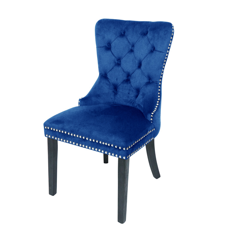 Silla de comedor de hotel de tela de estilo europeo silla de madera maciza de respaldo suave bolsa respaldo hebilla occidental restaurante comedor Silla de ocio al por mayor