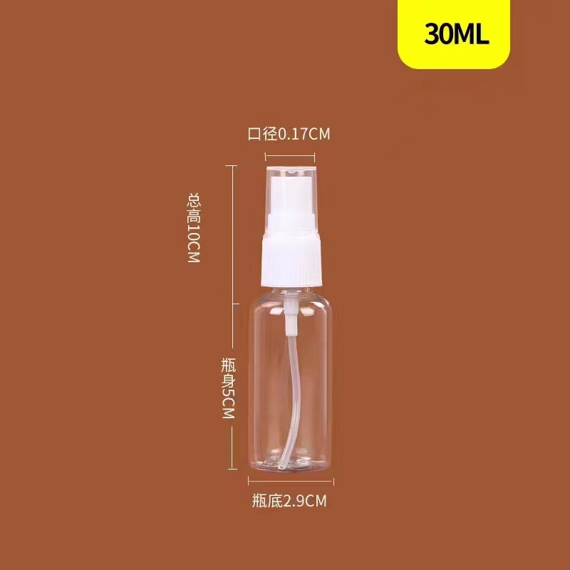 Botella de spray de plástico alcohol pequeña regadera transparente niebla fina perfume alcohol sub-botella maquillaje viaje portátil pequeña botella