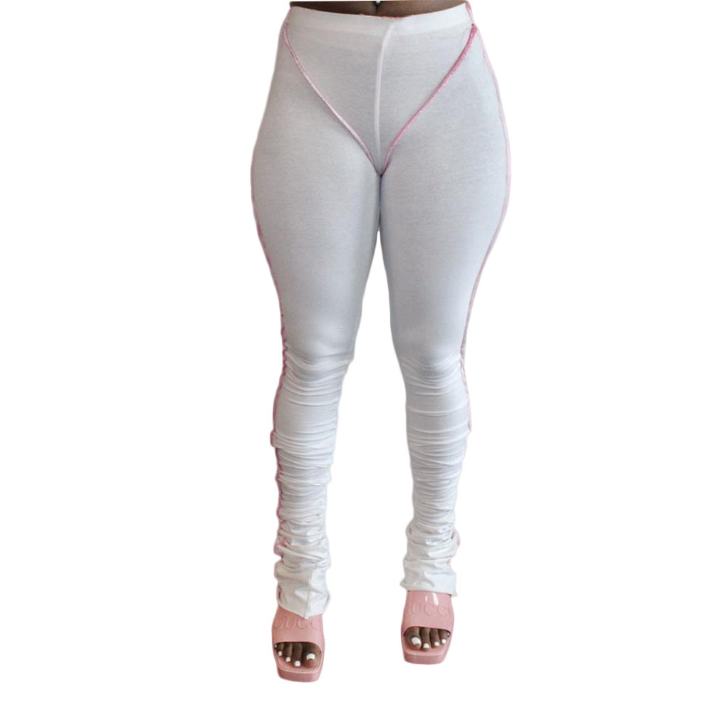 women s pull strip pleated tight-fitting slimming yoga pants nihaostyles clothing wholesale NSCN78185