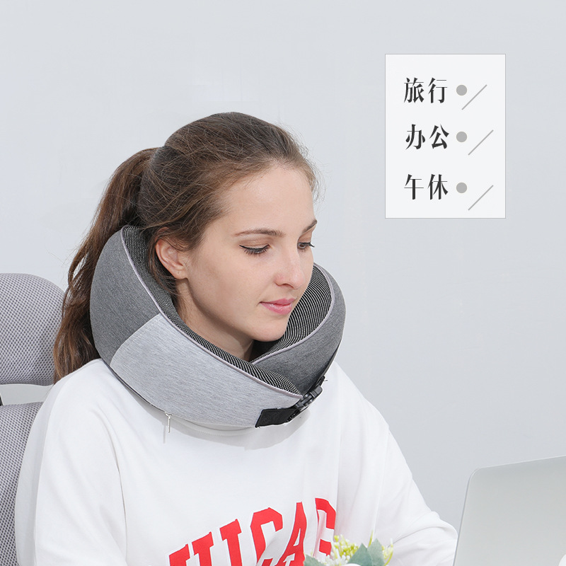 Nuevo Amazon memoria almohada de cuello de algodón espacio lento rebote almohada en forma de U avión viaje almohada de cuello regalo image 3