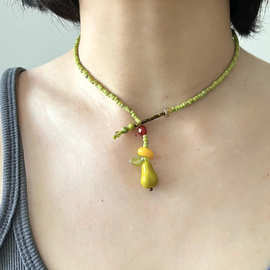 梨汁 夏日清新小众设计感串珠项链女气质高级百搭锁骨链时尚颈链