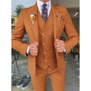 Amazon Cross-Border New Men's Suit Three-Piece Wedding Banquet Groom and Groomsmen Suit Men's Business Korean Suit