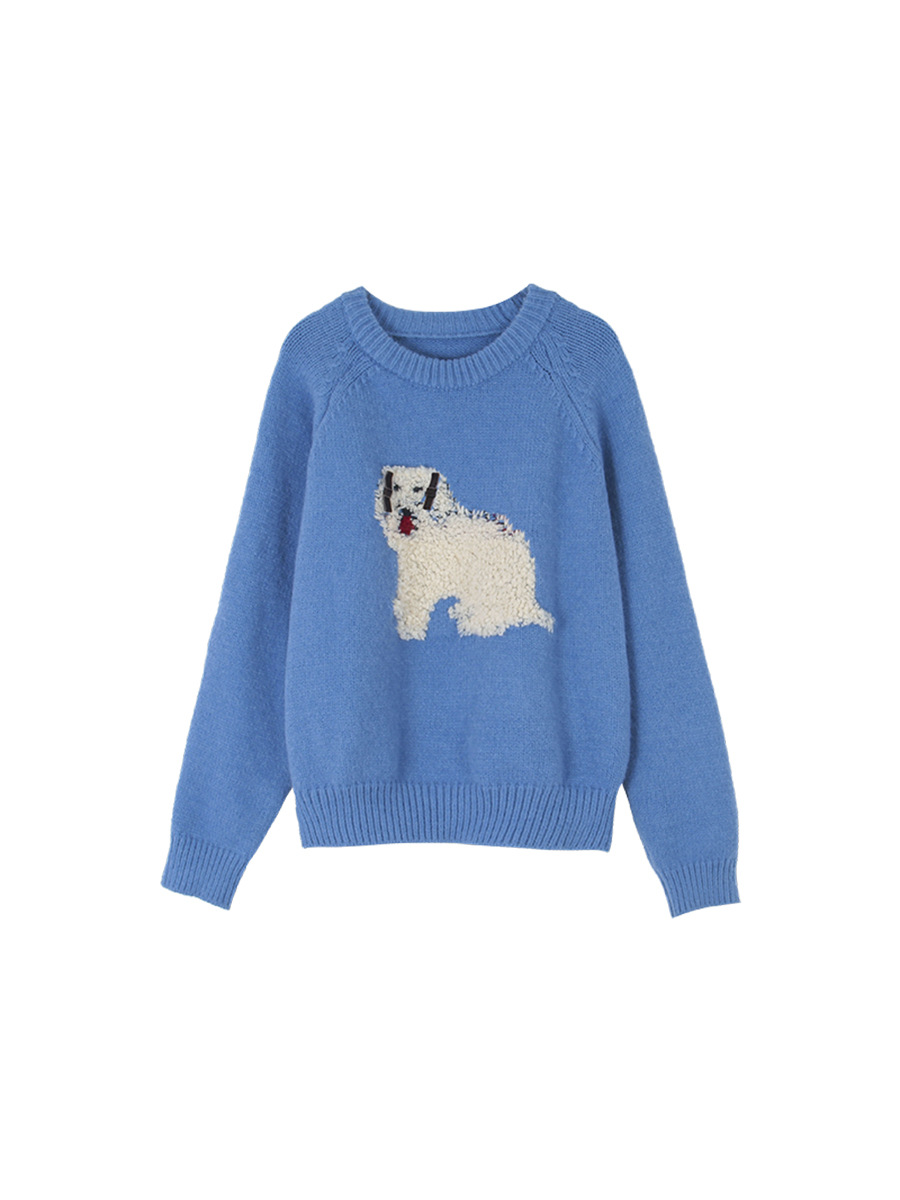 【ENFPぬいぐるみ犬】歌明韓国風立体リボンセーター冬ニットトップス女性用J281B