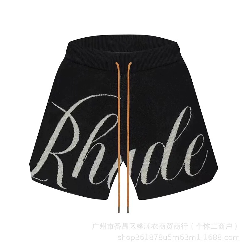 Cross-Border Trendy Brand Rhude Letter Jacquard Knitted Wool Casual Shorts for Men and Women, American High Street Style Five-Point Shorts Cross-Border Trendy Brand Rhude Letter Jacquard Knitted Wool Casual Shorts for Men and Women, American High Street Style Five-Point Shorts