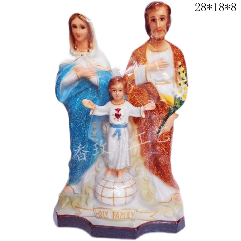 Transfronterizo 30cm simple familia tres adornos de resina iglesia gabinete de televisión estatua de escritorio