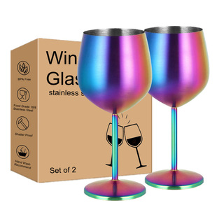 in stock suit Cross-border Supply Single Layer 304 Stainless Steel 550ml High Foot Red Wine Glass Drop Resistant Cocktail Glass Champagne