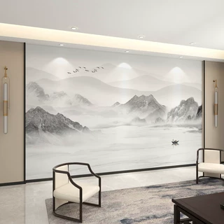 中式2026新款电视背景墙壁布8d立体凹凸壁画装饰客厅壁纸墙布
