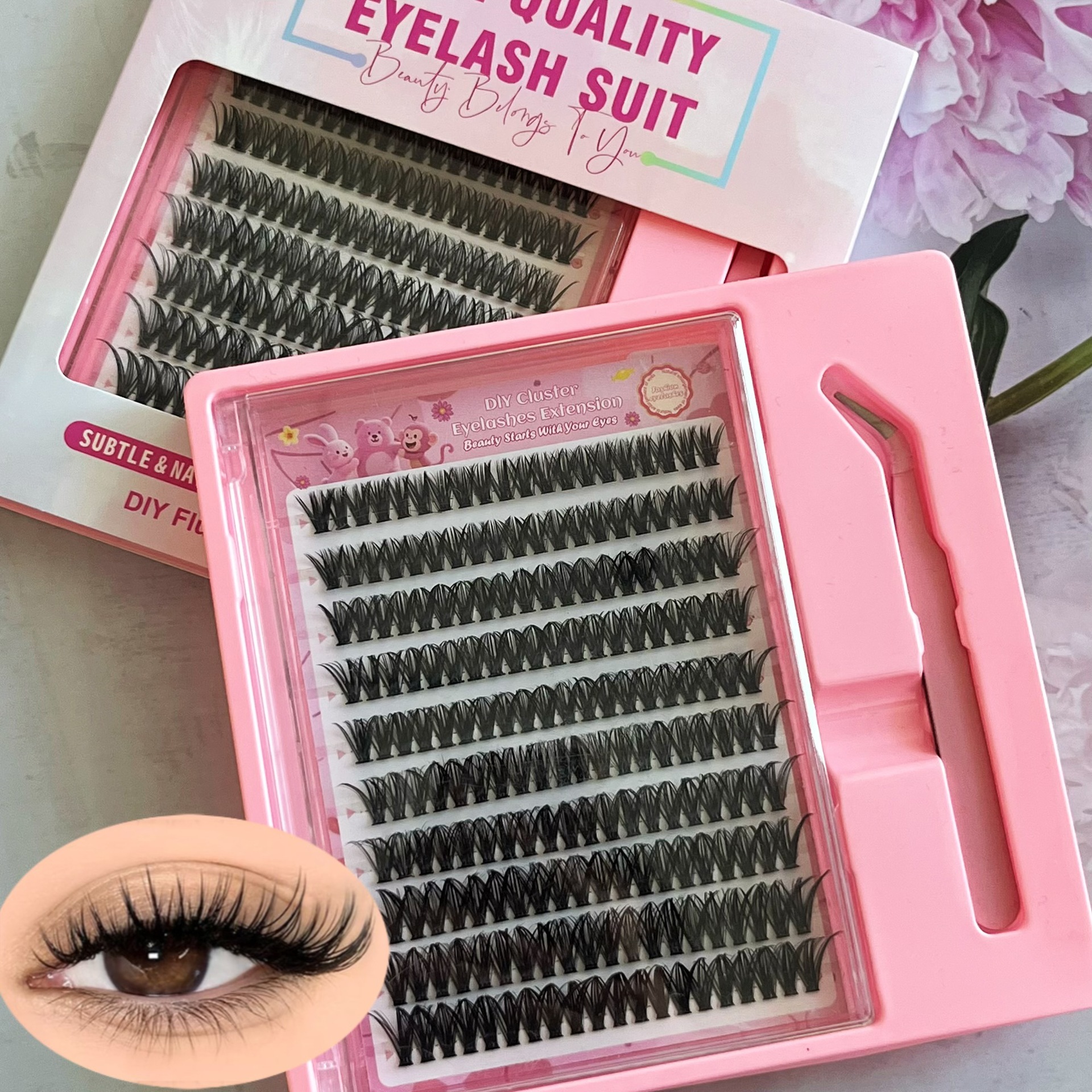 Transfronterizas pestañas falsas 30 - 100D comercio exterior caja de pestañas gruesas con pinzas de pegamento conjunto de pestañas falsas