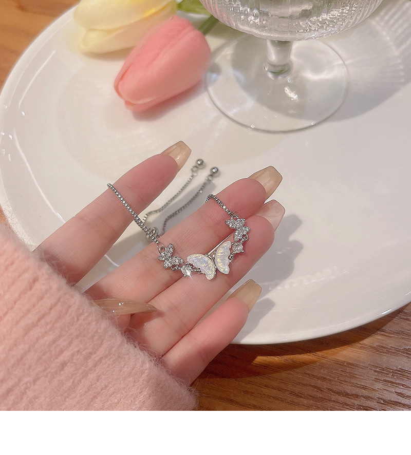 Fashion Butterfly Titanium Steel Plating Zircon Bracelets 1 Piece