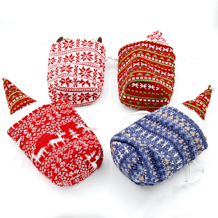 Nuevo Cordón de Navidad de punto Apple bolsa adultos niños lindo muñeca de dibujos animados bolsa de regalo bolsa de caramelo