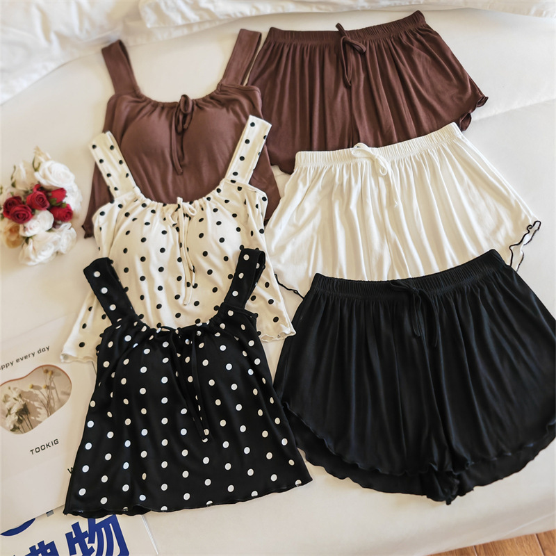 Cross-Border Pajamas Suspender Shorts Home Summer Thin Modal Vest Shorts Suit Women's Loose Spring and Summer