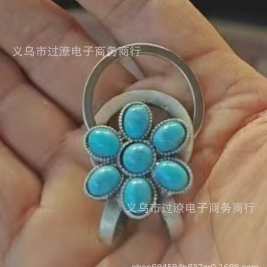 跨境Turquoise Bloom Bag Clip Key Holder 绿松石花朵包夹钥匙扣|undefined