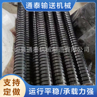 Supply conveyor rubber buffer roller rubber coated roller centering groove type parallel roller buffer roller