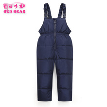 时尚新款加厚保暖冬季中大童纯色收腰儿童背带裤 滑雪裤现货批发
