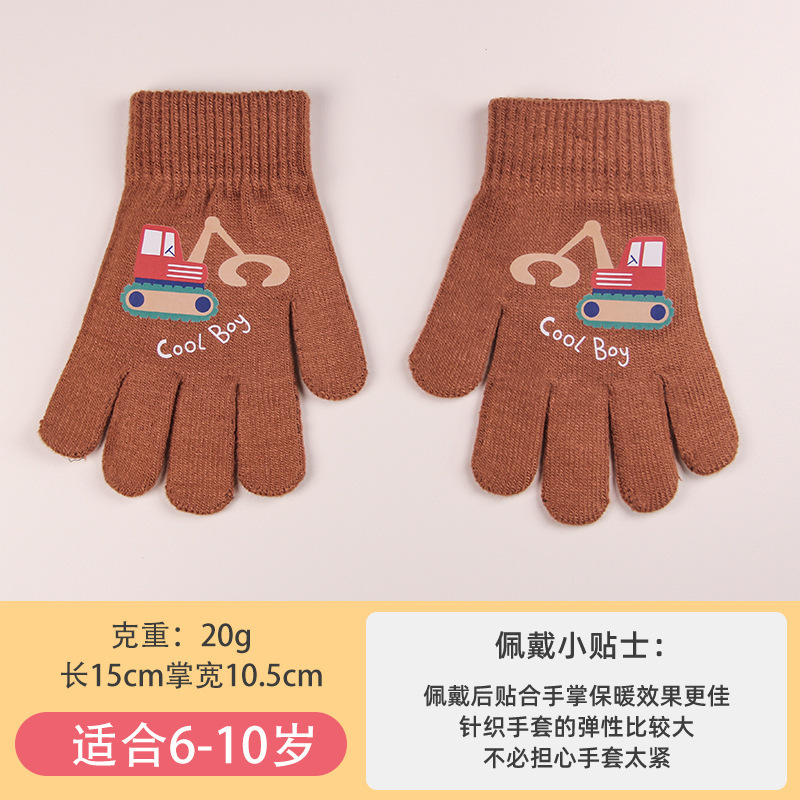 冬季男童儿童手套批发保暖防寒五指女童针织手套女童可爱卡通针织|undefined