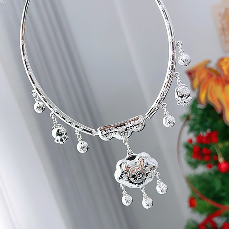 Baffold Long Life Lock 999 collar de plata esterlina collar de bebé cerradura de plata para niños cerradura de seguridad bebé luna llena regalo de aniversario