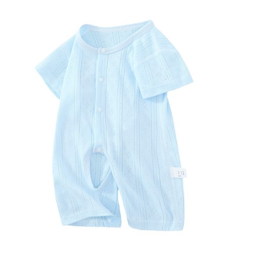 Baby Summer Thin Open-Front Bodysuit Newborn Clothes Baby Cotton Pajamas Crawling Suit Breathable Half-Sleeve Summer