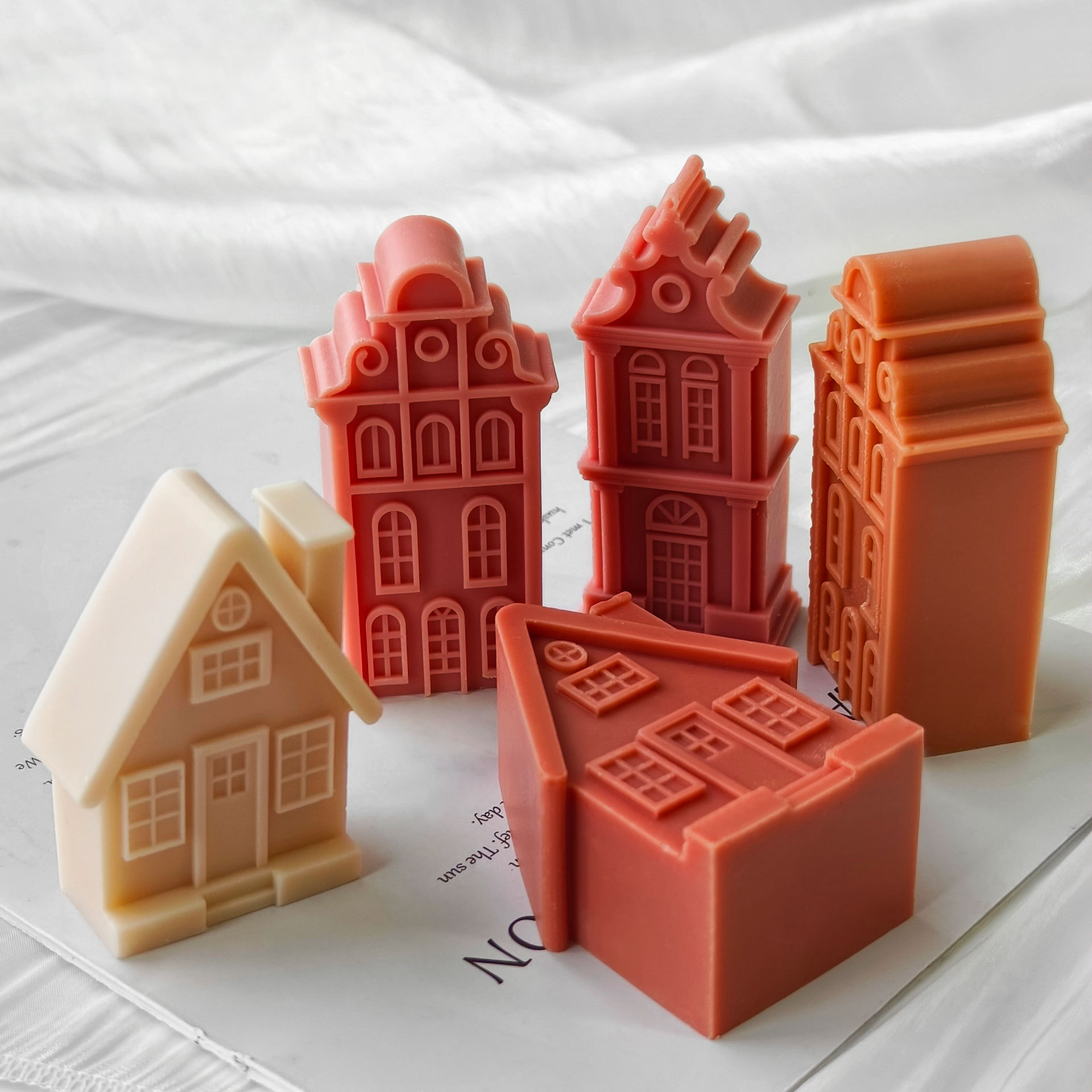 Molde de silicona para decoración de yeso de casa tridimensional transfronteriza