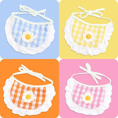 Cute Lace-Trimmed Bibs with Plaid Design: Ins-style Pet Saliva Towels for Dogs and Cats