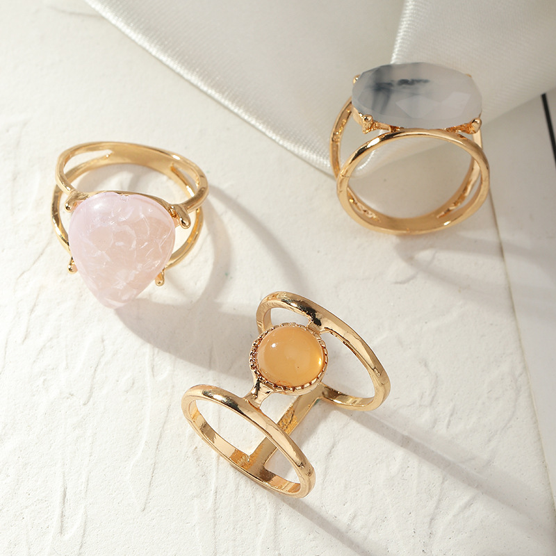 Simple Geometric Resin Ring Set display picture 3