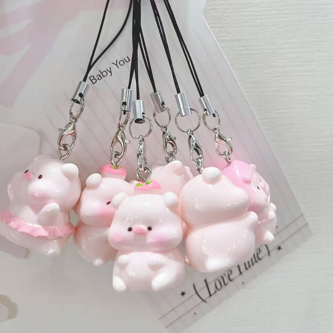 Super Cute Peach Pig Pendant Cartoon Mobile Phone Chain Bag Pendant Student Party Portable Small Things Best Friend Gift