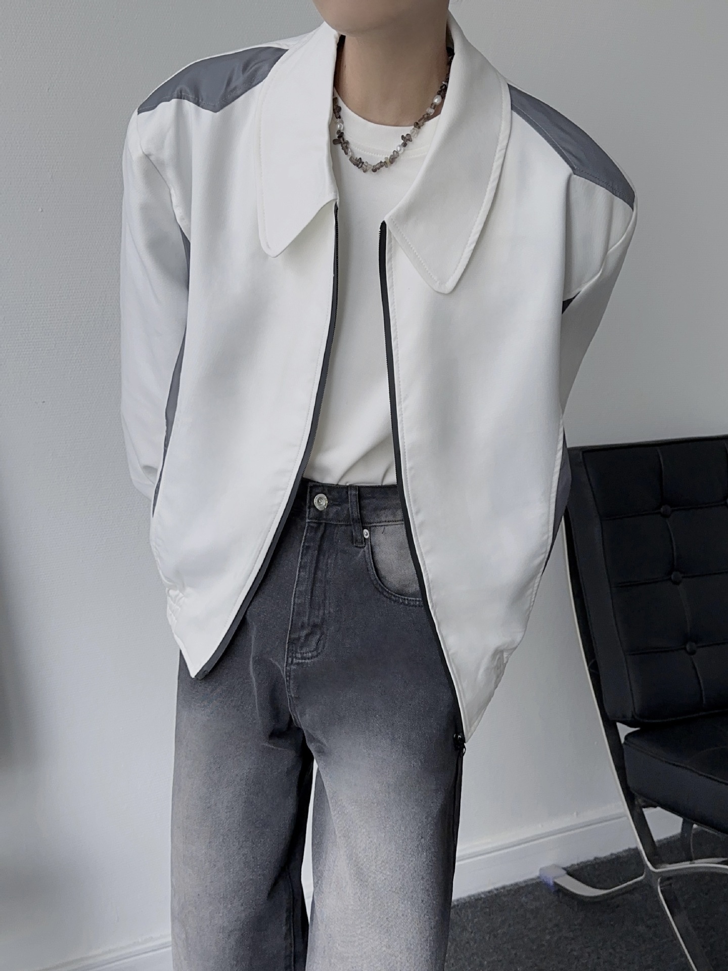Men's Casual Jacket Lapel Long Sleeved Loose Rugged Style_voghion.com