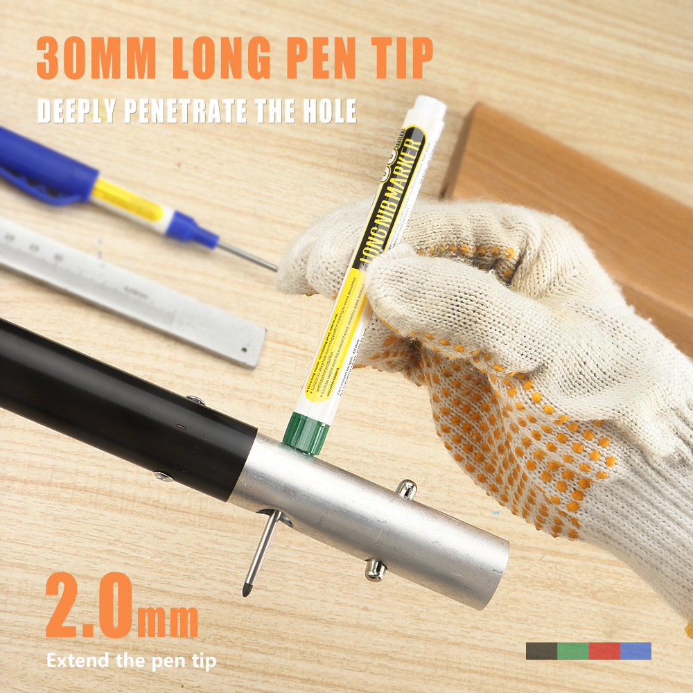 Marcador de cabeza larga de 30mm Marcador especial para decoración Marcador para carpintería Agujero profundo Marcador de cabeza larga Pluma a base de aceite al por mayor