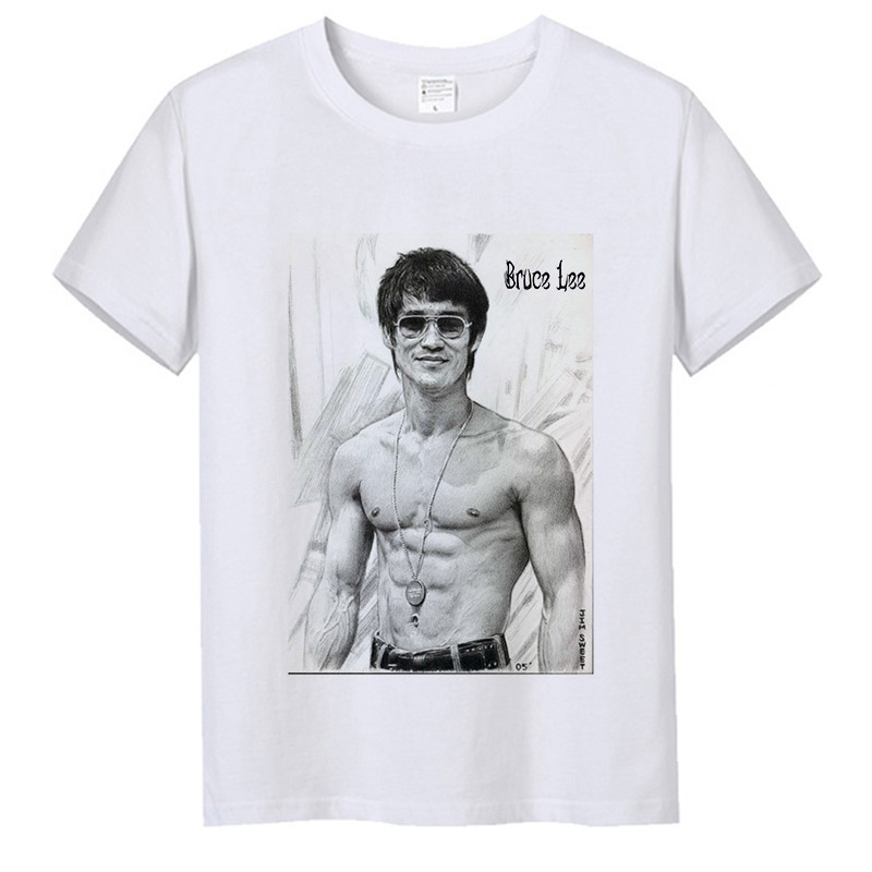 Bruce Lee T-shirt Bruce Lee Clothes Base Shirt Cartoon T-shirt Couple's Clothes Men's and Women's Short Sleeve Wolf Warriors Same Style