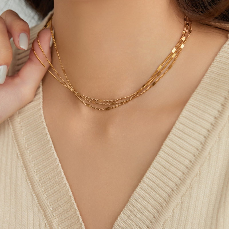 7g Weight Necklace Classification curb chain Chain Type Fashion Geometric Titanium Steel Layered Necklace