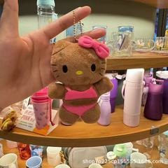 可爱三丽鸥长脚豹纹 黑皮爱心扣长腿KT 毛绒挂件钥匙扣少女心礼物
