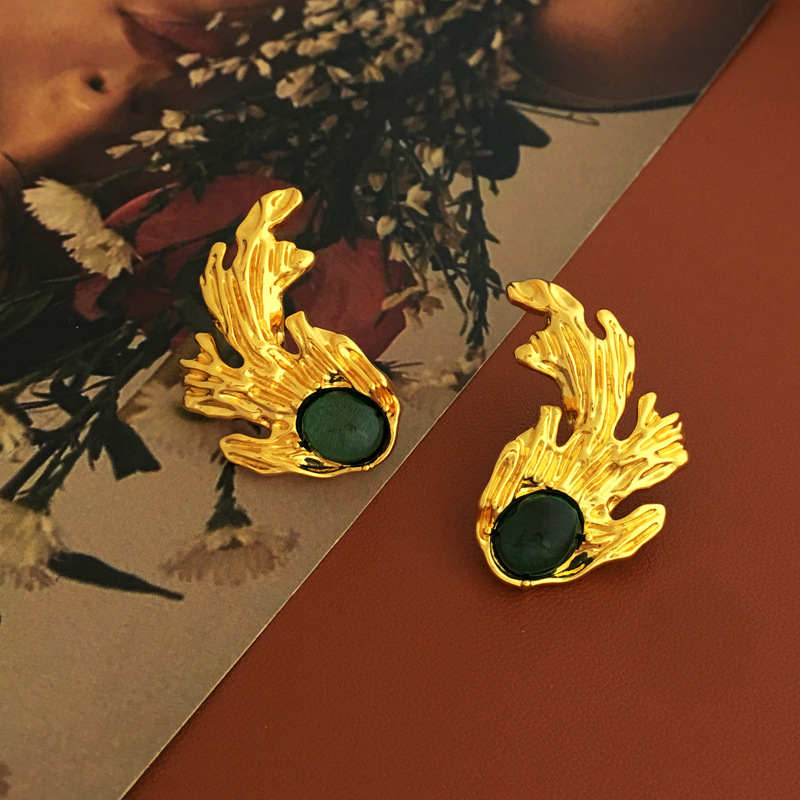 Retro Geometric Copper Earrings Plating Resin Copper Earrings