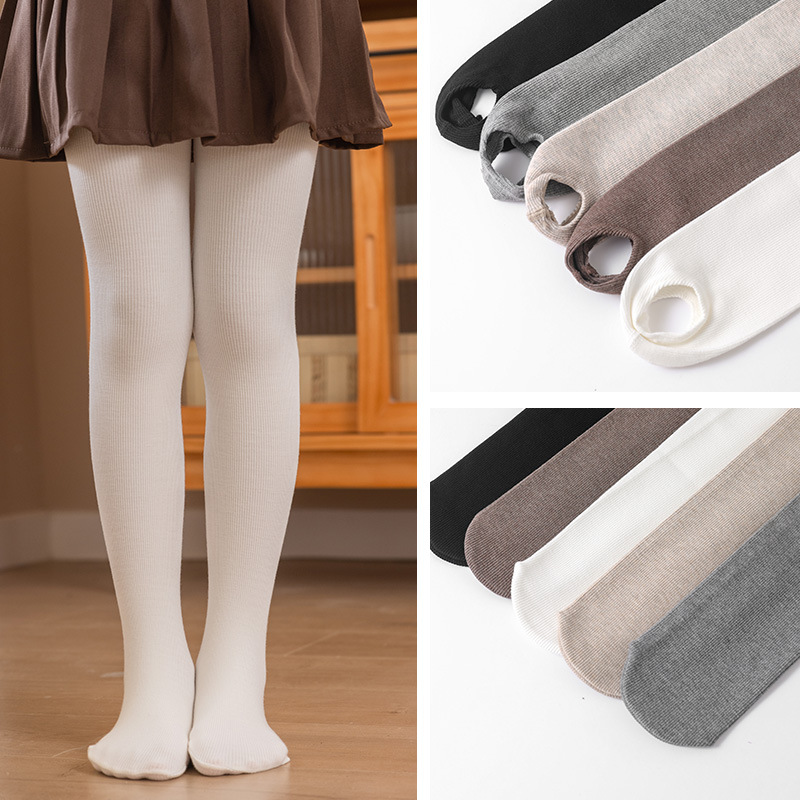 New Wholesale girls' spring and autumn thin pantyhose baby step-on socks children's cotton vertical stripes breathable leggings