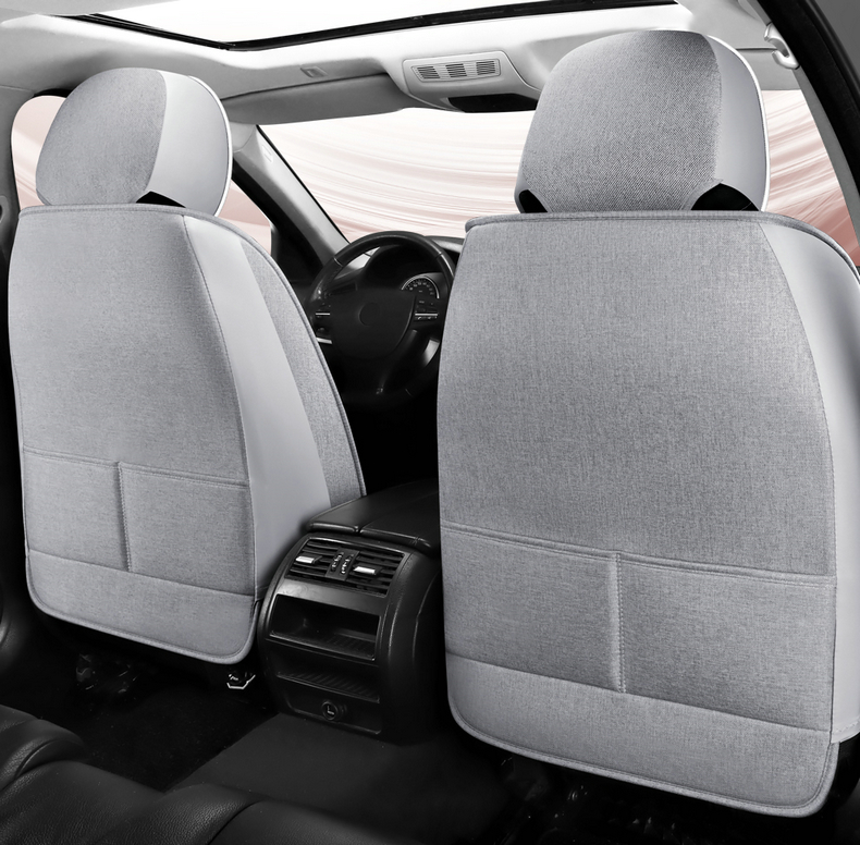 New car seat cushion, full-coverage linen seat cover, universal fabric seat cushion for all seasons, non-removable breathable seat cover